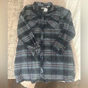 Blue Plaid Button-Up Shirt Dress